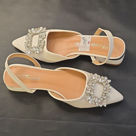 BRAND NEW FOREVER ELEGANT WOMEN CRYSTAL EMBELLISHMENT RHINESTONE SLINBACK FLAT - Picture 6 of 16